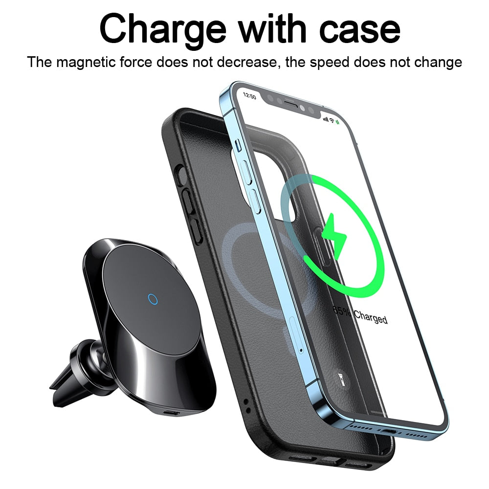 15W  Magnetic Wireless Charger For iphone 12 13 11 Pro Max Wireless Charging Stand Car Phone Holder For Samsung Huawei
